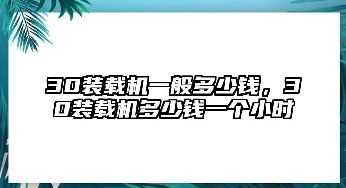 30裝載機(jī)一般多少錢，30裝載機(jī)多少錢一個(gè)小時(shí)