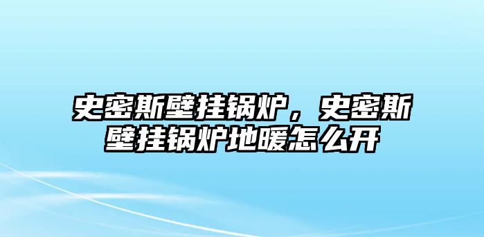 史密斯壁掛鍋爐，史密斯壁掛鍋爐地暖怎么開