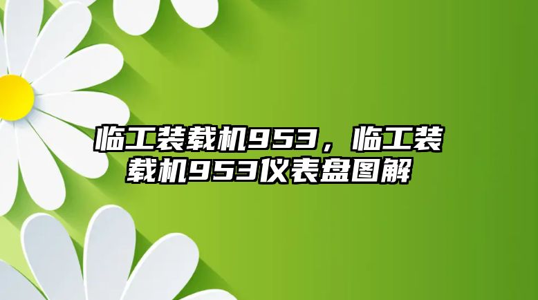 臨工裝載機953，臨工裝載機953儀表盤圖解