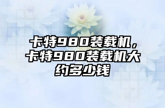 卡特980裝載機，卡特980裝載機大約多少錢