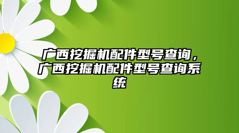 廣西挖掘機配件型號查詢，廣西挖掘機配件型號查詢系統(tǒng)