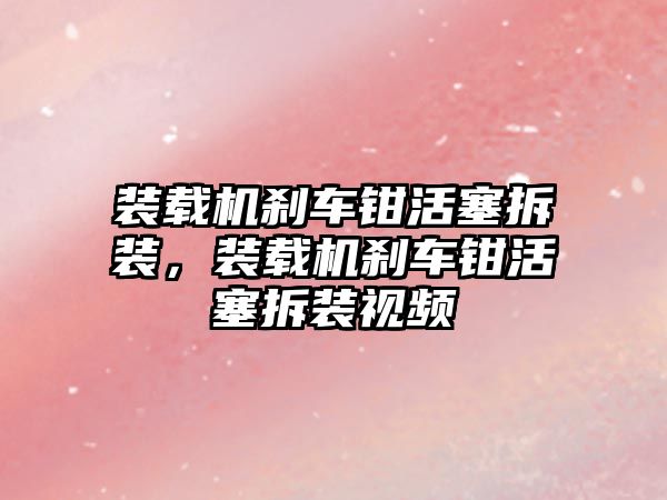 裝載機剎車鉗活塞拆裝，裝載機剎車鉗活塞拆裝視頻