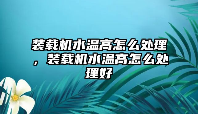 裝載機水溫高怎么處理，裝載機水溫高怎么處理好