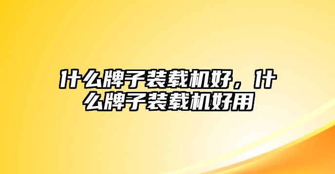 什么牌子裝載機(jī)好，什么牌子裝載機(jī)好用