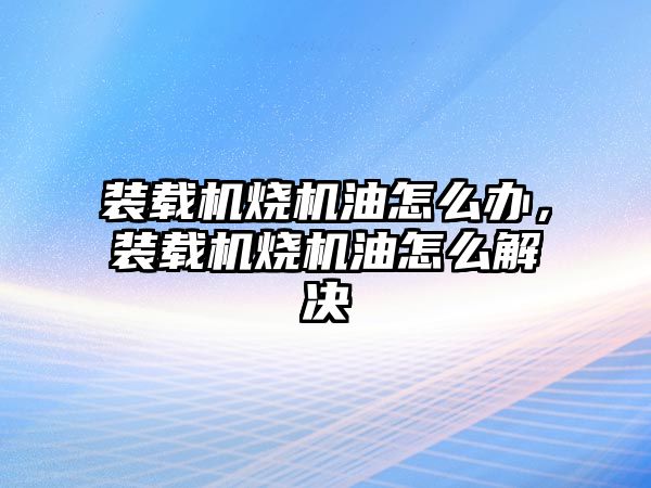 裝載機(jī)燒機(jī)油怎么辦，裝載機(jī)燒機(jī)油怎么解決