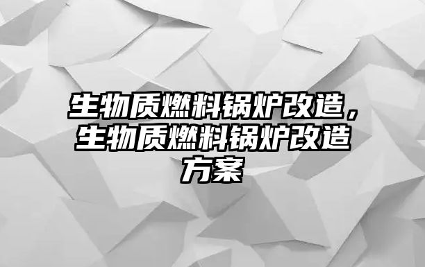 生物質燃料鍋爐改造，生物質燃料鍋爐改造方案