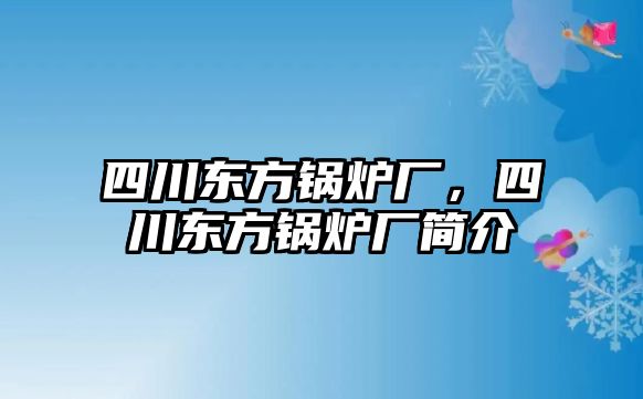 四川東方鍋爐廠，四川東方鍋爐廠簡介