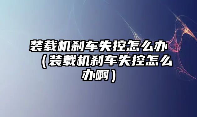 裝載機(jī)剎車失控怎么辦（裝載機(jī)剎車失控怎么辦?。?/>	
								</i>
								<p class=