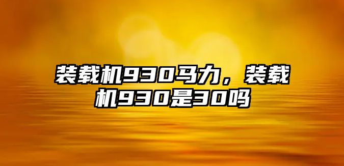 裝載機930馬力，裝載機930是30嗎