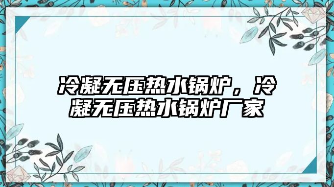 冷凝無壓熱水鍋爐，冷凝無壓熱水鍋爐廠家