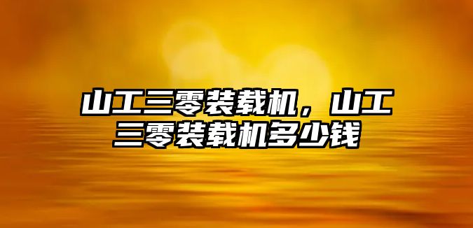 山工三零裝載機(jī)，山工三零裝載機(jī)多少錢