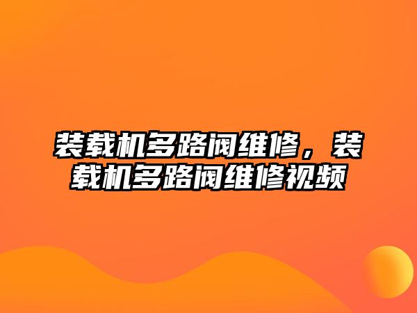 裝載機(jī)多路閥維修，裝載機(jī)多路閥維修視頻