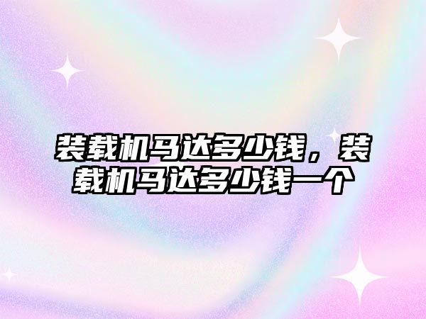 裝載機馬達多少錢，裝載機馬達多少錢一個