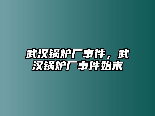 武漢鍋爐廠事件，武漢鍋爐廠事件始末