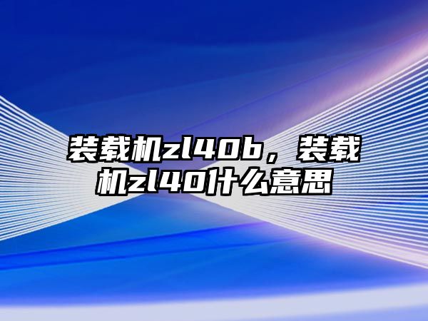 裝載機(jī)zl40b，裝載機(jī)zl40什么意思