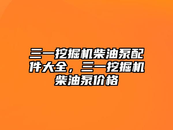 三一挖掘機柴油泵配件大全，三一挖掘機柴油泵價格