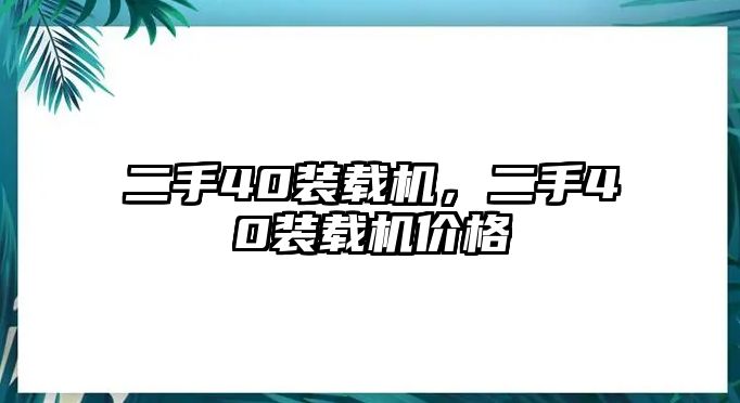 二手40裝載機(jī)，二手40裝載機(jī)價格