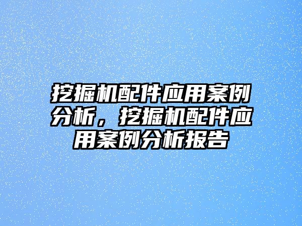 挖掘機配件應用案例分析，挖掘機配件應用案例分析報告