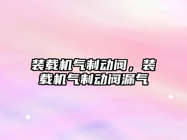 裝載機氣制動閥，裝載機氣制動閥漏氣