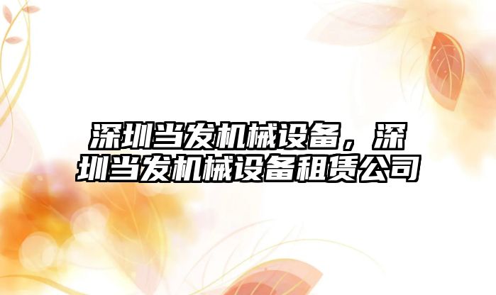 深圳當發(fā)機械設(shè)備，深圳當發(fā)機械設(shè)備租賃公司