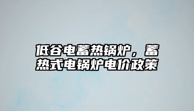 低谷電蓄熱鍋爐，蓄熱式電鍋爐電價(jià)政策