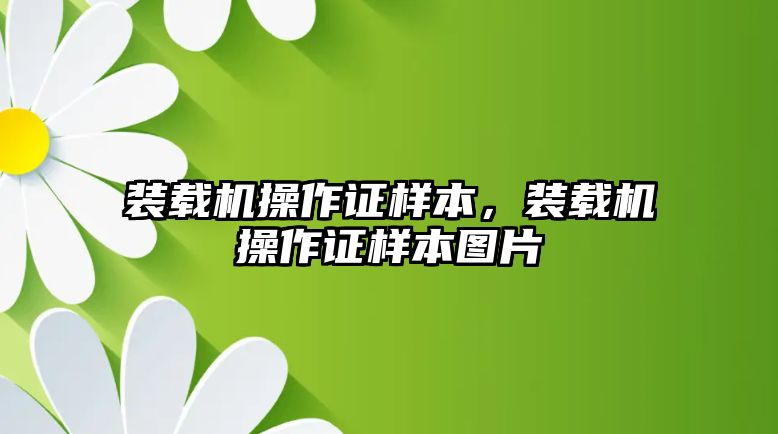 裝載機(jī)操作證樣本，裝載機(jī)操作證樣本圖片