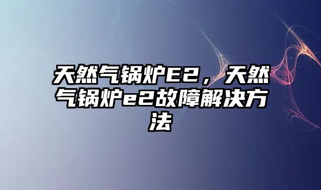 天然氣鍋爐E2，天然氣鍋爐e2故障解決方法