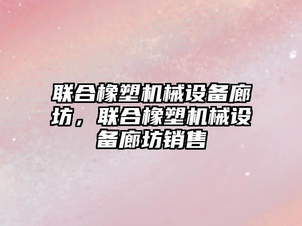 聯(lián)合橡塑機械設備廊坊，聯(lián)合橡塑機械設備廊坊銷售