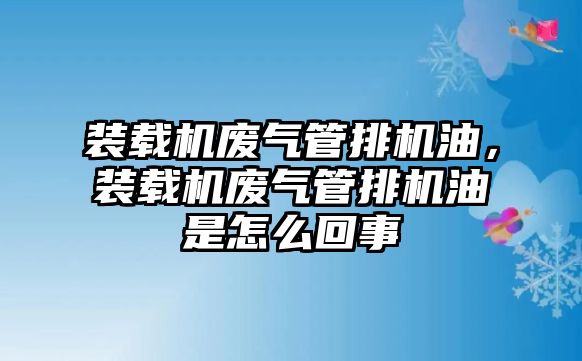 裝載機(jī)廢氣管排機(jī)油，裝載機(jī)廢氣管排機(jī)油是怎么回事