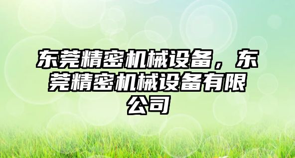 東莞精密機械設備，東莞精密機械設備有限公司