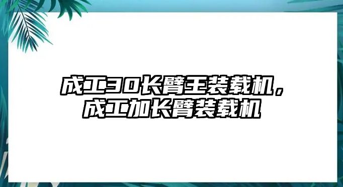 成工30長臂王裝載機，成工加長臂裝載機