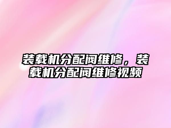 裝載機(jī)分配閥維修，裝載機(jī)分配閥維修視頻