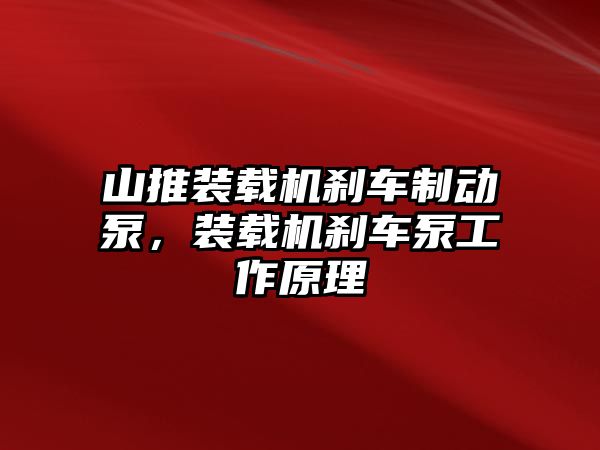 山推裝載機剎車制動泵，裝載機剎車泵工作原理