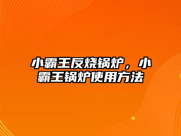 小霸王反燒鍋爐，小霸王鍋爐使用方法