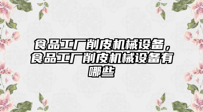 食品工廠削皮機械設備，食品工廠削皮機械設備有哪些