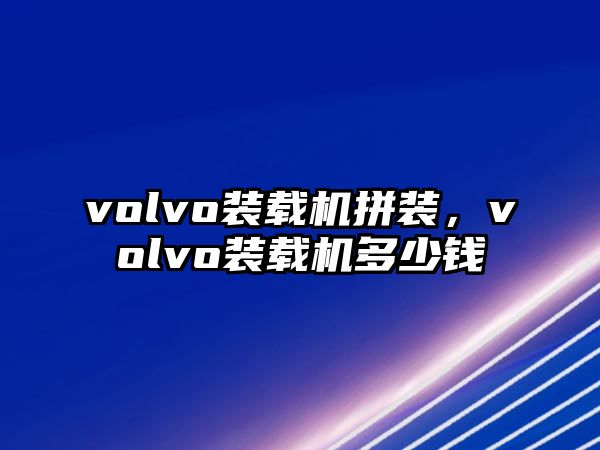 volvo裝載機(jī)拼裝，volvo裝載機(jī)多少錢