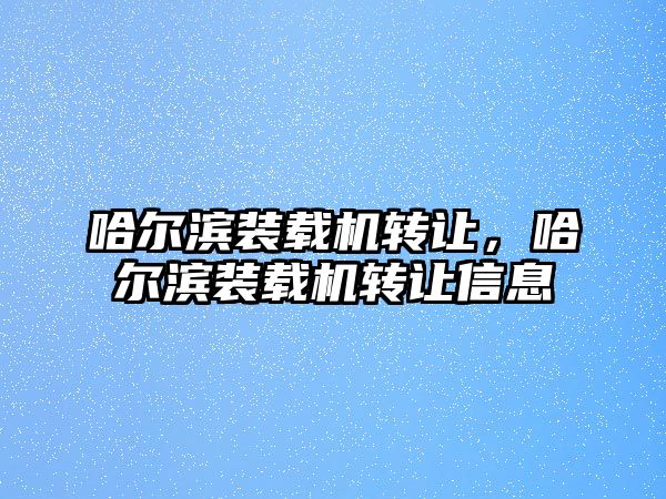 哈爾濱裝載機轉(zhuǎn)讓，哈爾濱裝載機轉(zhuǎn)讓信息