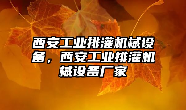 西安工業(yè)排灌機械設備，西安工業(yè)排灌機械設備廠家