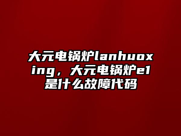 大元電鍋爐lanhuoxing，大元電鍋爐e1是什么故障代碼