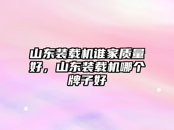 山東裝載機(jī)誰(shuí)家質(zhì)量好，山東裝載機(jī)哪個(gè)牌子好