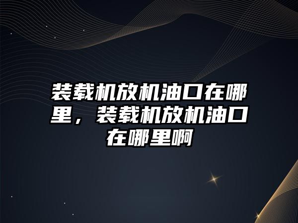 裝載機放機油口在哪里，裝載機放機油口在哪里啊