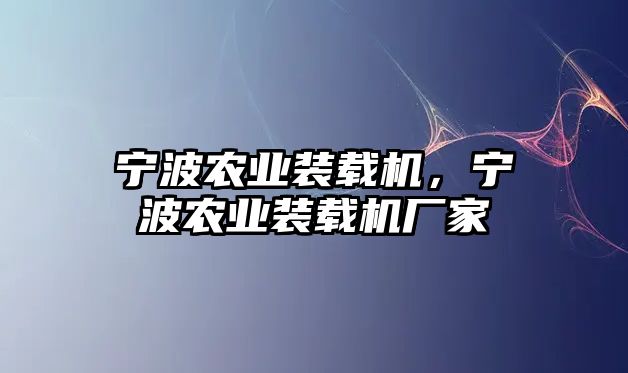 寧波農(nóng)業(yè)裝載機，寧波農(nóng)業(yè)裝載機廠家