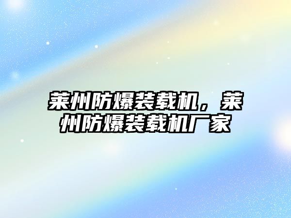 萊州防爆裝載機，萊州防爆裝載機廠家