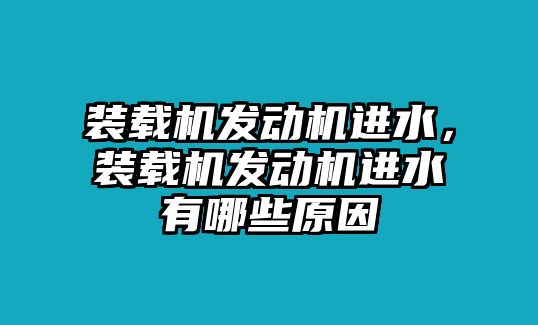 裝載機發(fā)動機進水，裝載機發(fā)動機進水有哪些原因