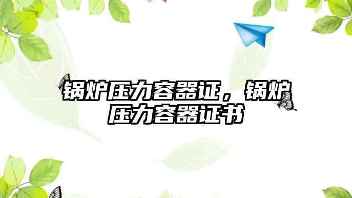 鍋爐壓力容器證，鍋爐壓力容器證書