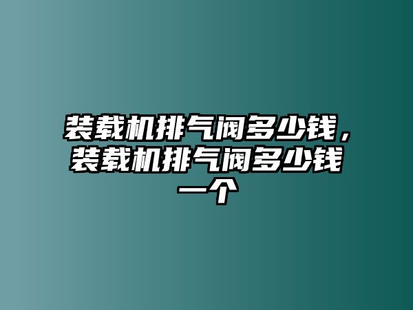 裝載機排氣閥多少錢，裝載機排氣閥多少錢一個