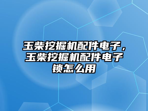 玉柴挖掘機(jī)配件電子，玉柴挖掘機(jī)配件電子鎖怎么用