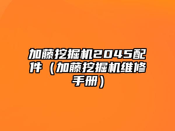 加藤挖掘機(jī)2045配件（加藤挖掘機(jī)維修手冊）