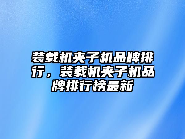 裝載機(jī)夾子機(jī)品牌排行，裝載機(jī)夾子機(jī)品牌排行榜最新