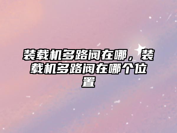 裝載機多路閥在哪，裝載機多路閥在哪個位置